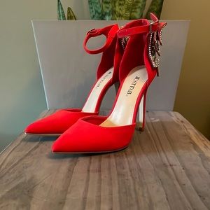 JustFab red stilettos with bow